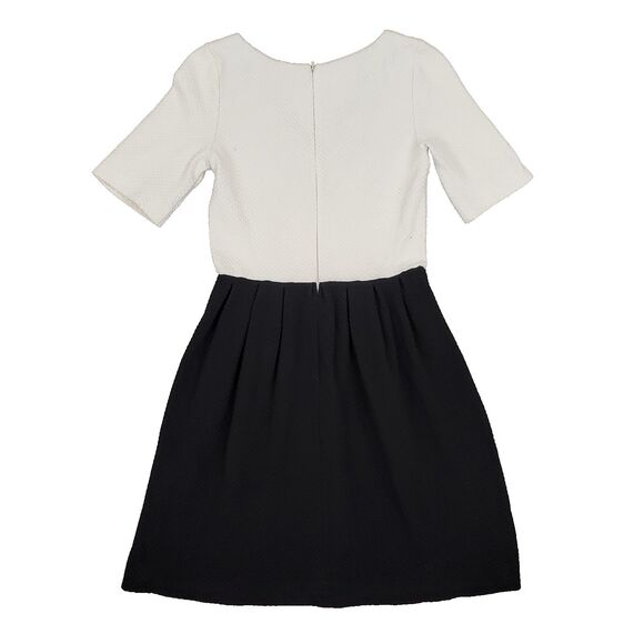 Ganni Textured Black White Mini Dress S Pleated Vneck Quiet Luxury Minimalistic - Picture 2 of 14